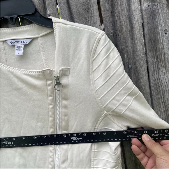 NWT Athleta Moto Jacket Women's Size Large Ivory Zip Up - Picture 13 of 14